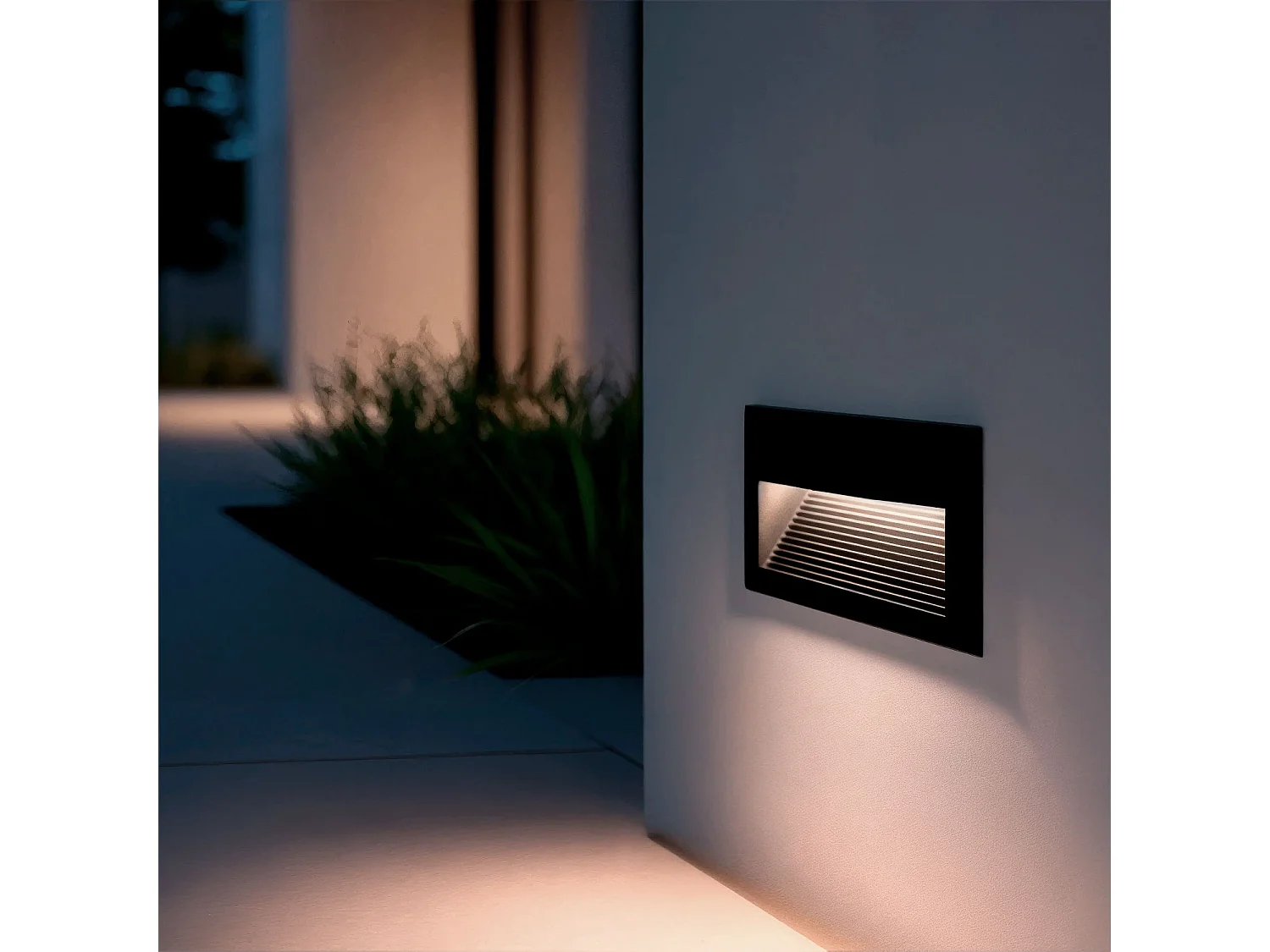 Baliza Exterior LED 5W Empotrable Pared Aluminio Olite Horizon 2700K Negro Blanco Cálido