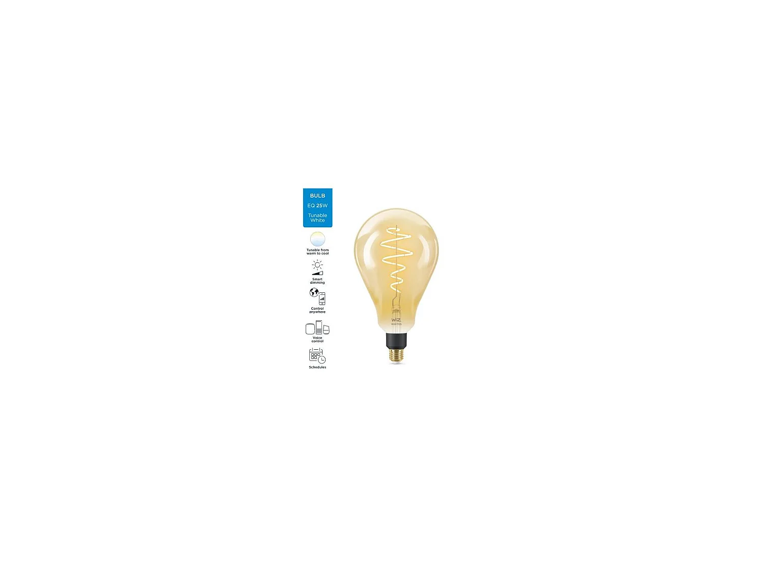 Lampadina LED E27 Smart 6.5W 390 lm PS160 Wi-Fi + Bluetooth Regolabile CCT Selezionabile WIZ Selezionabile (Caldo-Naturale-Freddo)