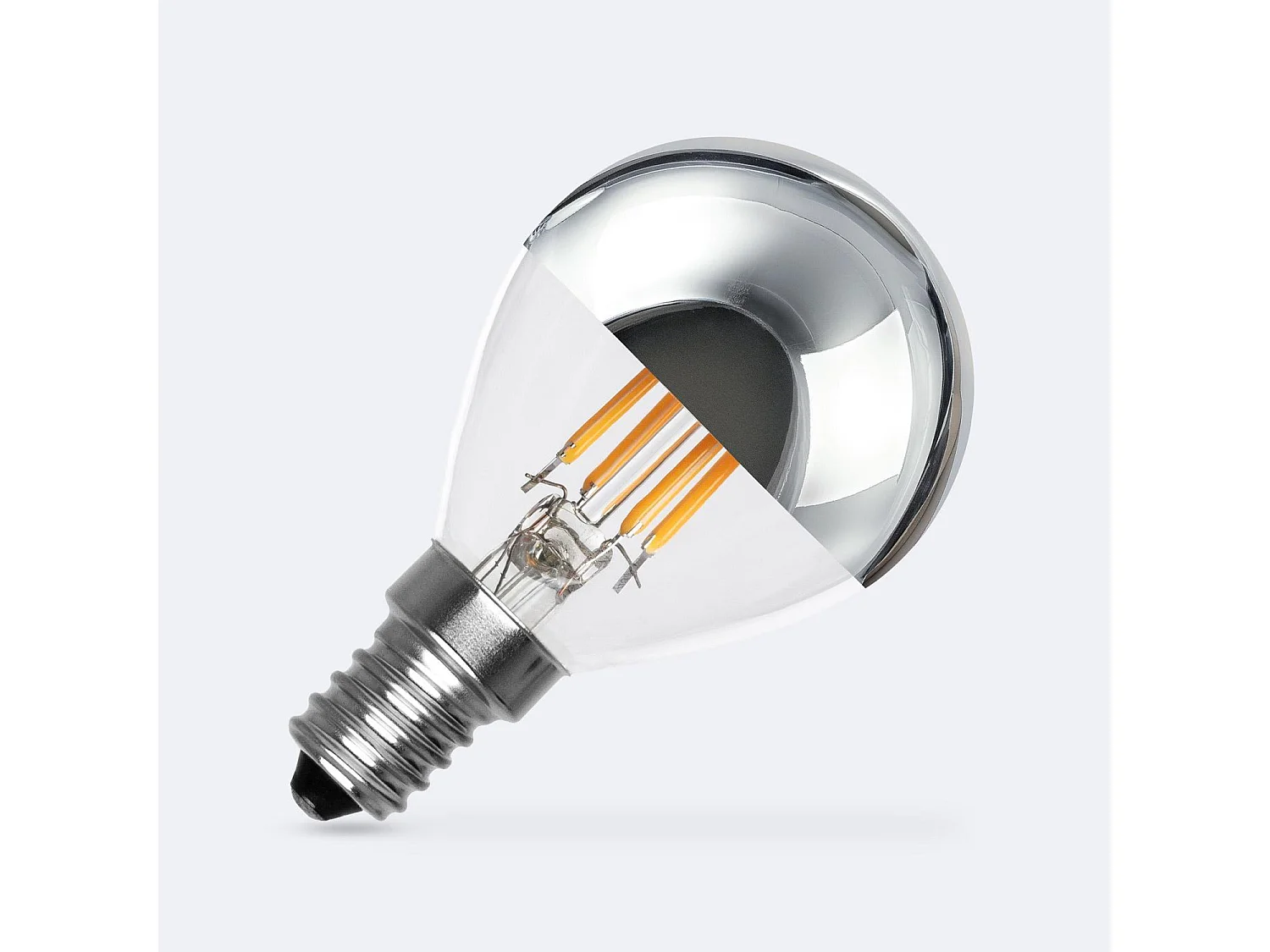Lampadina LED Filamento E14 4W 400 lm G45 Chrome Reflect No Flicker 2200K Super Caldo