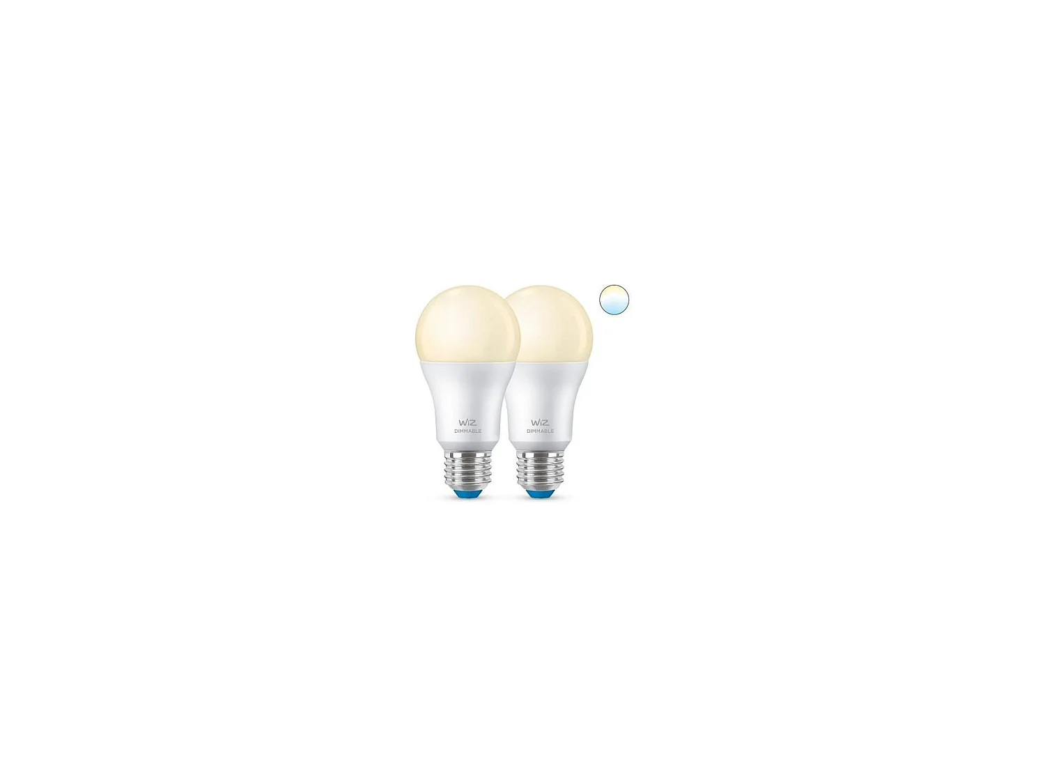 Pack 2 Ampoules LED Intelligentes WiFi + Bluetooth E27 A60 Dimmable WiZ 8W 2700K Blanc chaud