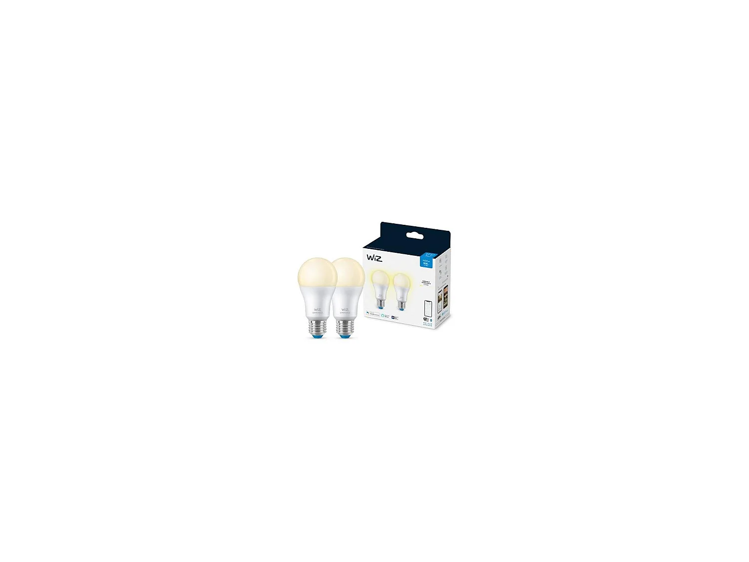 Pack 2 Ampoules LED Intelligentes WiFi + Bluetooth E27 A60 Dimmable WiZ 8W 2700K Blanc chaud