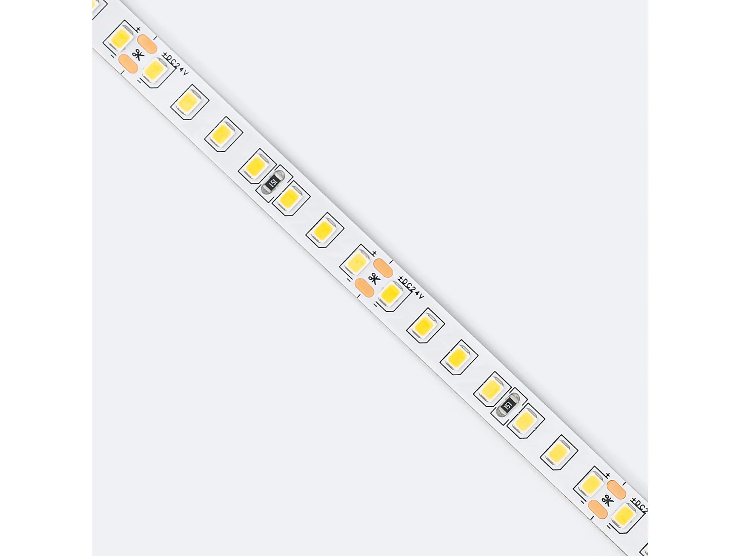 Ruban LED 24V SMD 140 LED/m 5m 12W/m 1400lm/m Largeur 8mm Coupe 5cm IP20 2700K Blanc chaud