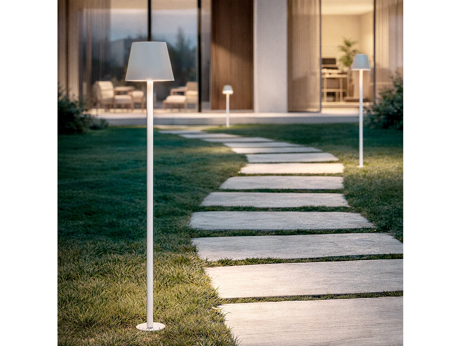 Baliza LED 3W para Exterior Batería USB Recargable Aluminio con Pincho 80cm Anisa Blanco