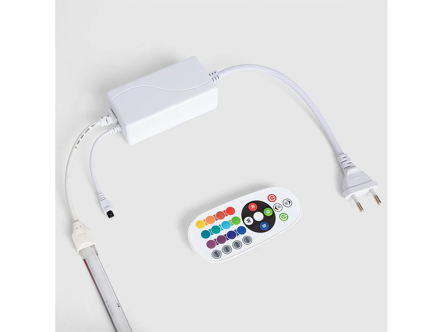 Ruban LED RGB 220V WCOB 420 LED/m 15W/m SILICONE FLEX Largeur 12 mm IP65 Coupe 50cm sur Mesure Télécommande IR 5 m