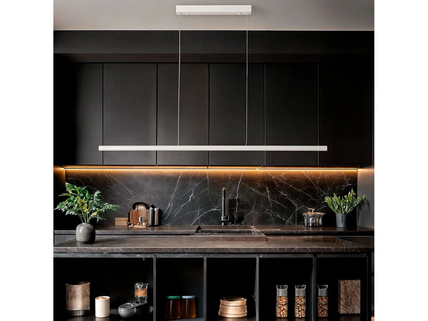 Suspension Linéaire LED 30W Aluminium CCT Sélectionnable Denzel No Flicker Blanc Sélectionnable (chaud-neutre-froid) 2800K - 3800K - 5000K