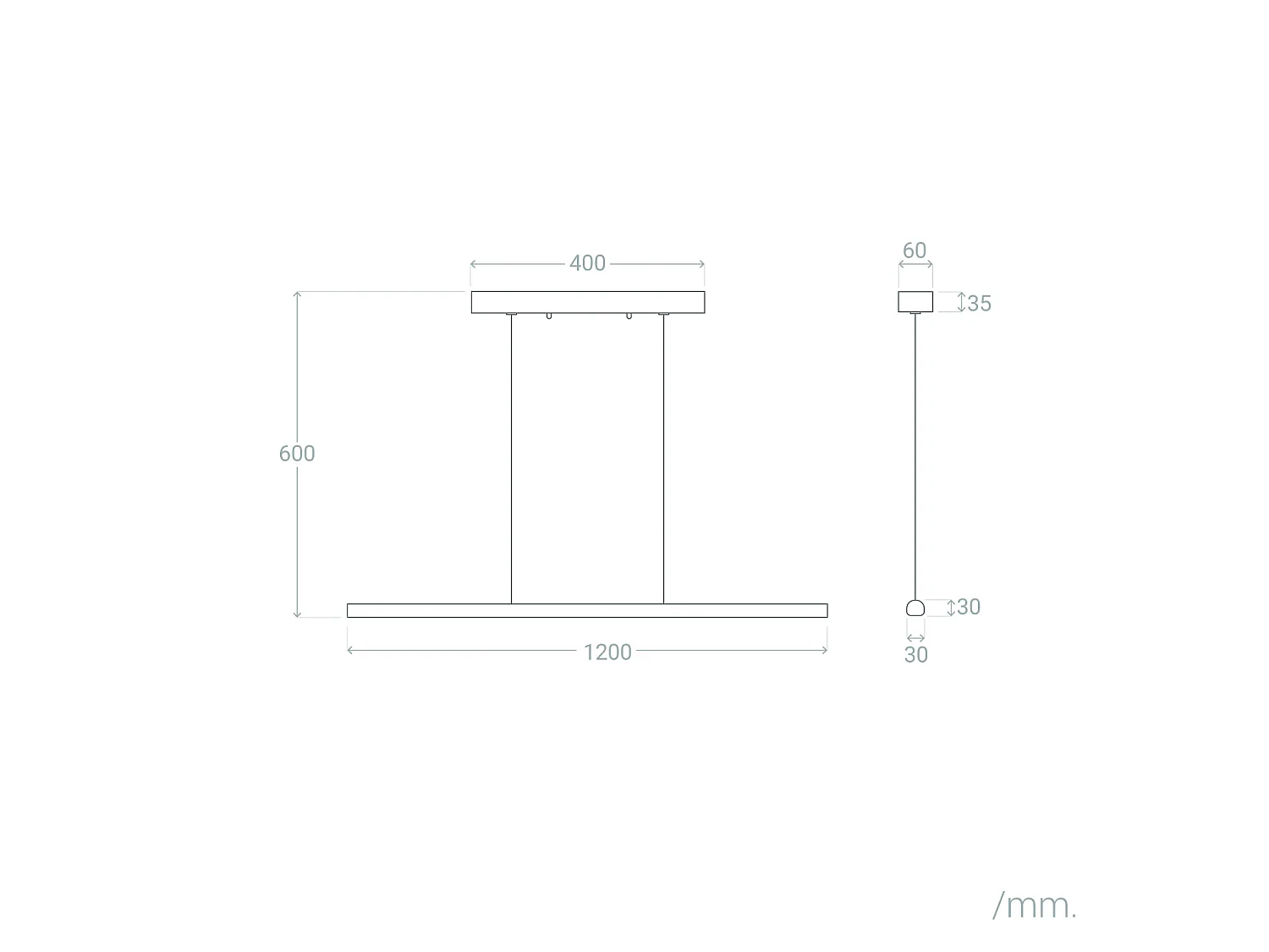 Suspension Linéaire LED 30W Aluminium CCT Sélectionnable Denzel No Flicker Blanc Sélectionnable (chaud-neutre-froid) 2800K - 3800K - 5000K