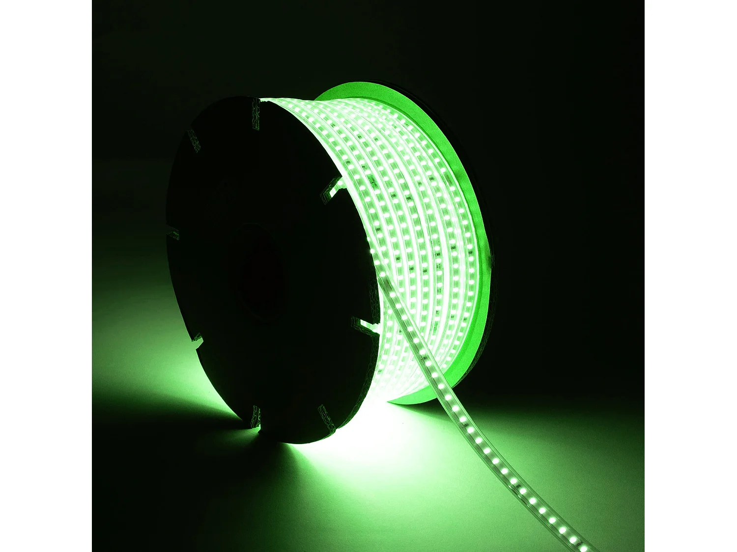 Ruban LED Dimmable 220V SMD 120 LED/m BOBINE 50m 8.5W/m 850lm/m Largeur 12mm Coupe 20cm IP65 Vert