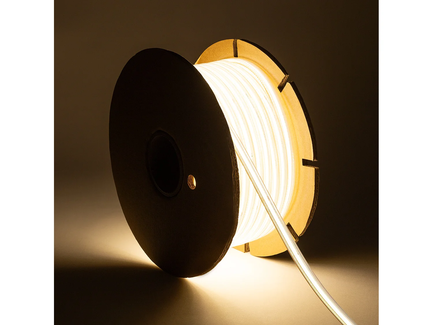 Tira LED Regulable 220V COB Autorrectificada 320 LED/m BOBINA 50m 14W/m 1120lm/m SILICONE FLEX Ancho 10mm Corte 25cm IP65 4000K Blanco Neutro