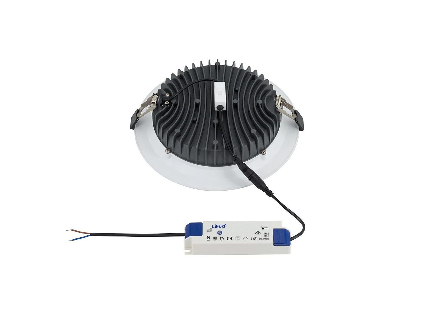 Downlight LED 40W Rond  Aero 130 lm/W Microprismatique  Coupe Ø 200 mm 4000K - 5000K - 6000K Sélectionnable (Neutre-Froid)