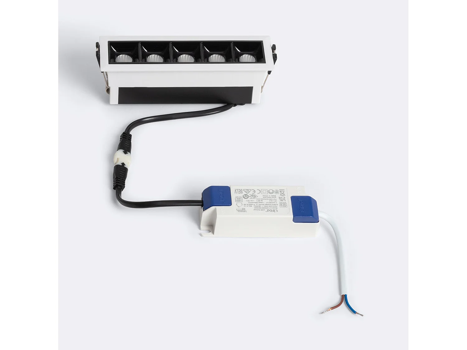 Spot LED Linéaire 7W Encastrable Batyo CRI90 Coupe 140x35 mm 3000K Blanc / Noir Blanc chaud