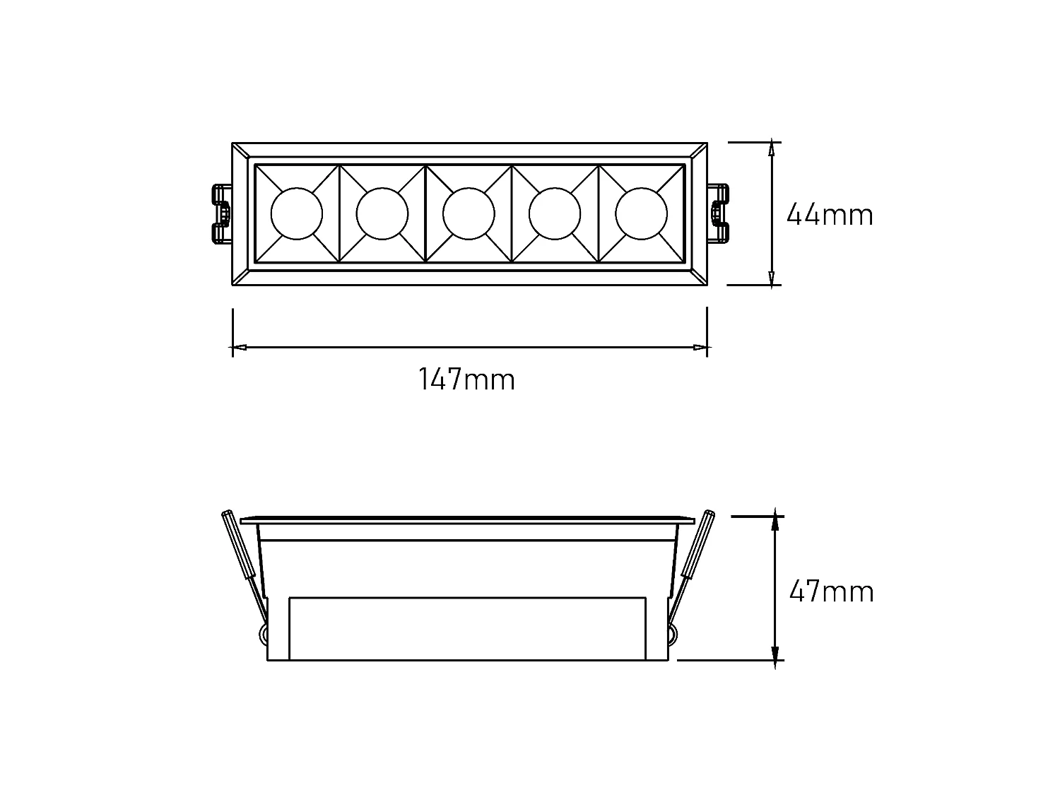Spot LED Linéaire 7W Encastrable Batyo CRI90 Coupe 140x35 mm 3000K Blanc / Noir Blanc chaud