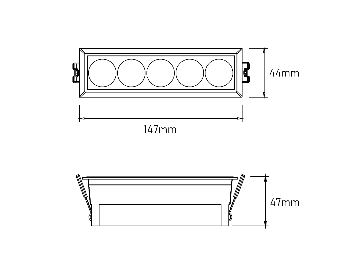 Spot LED Linéaire 7W Encastrable Catyo CRI90 Coupe 140x35 mm 3000K Blanc Blanc chaud