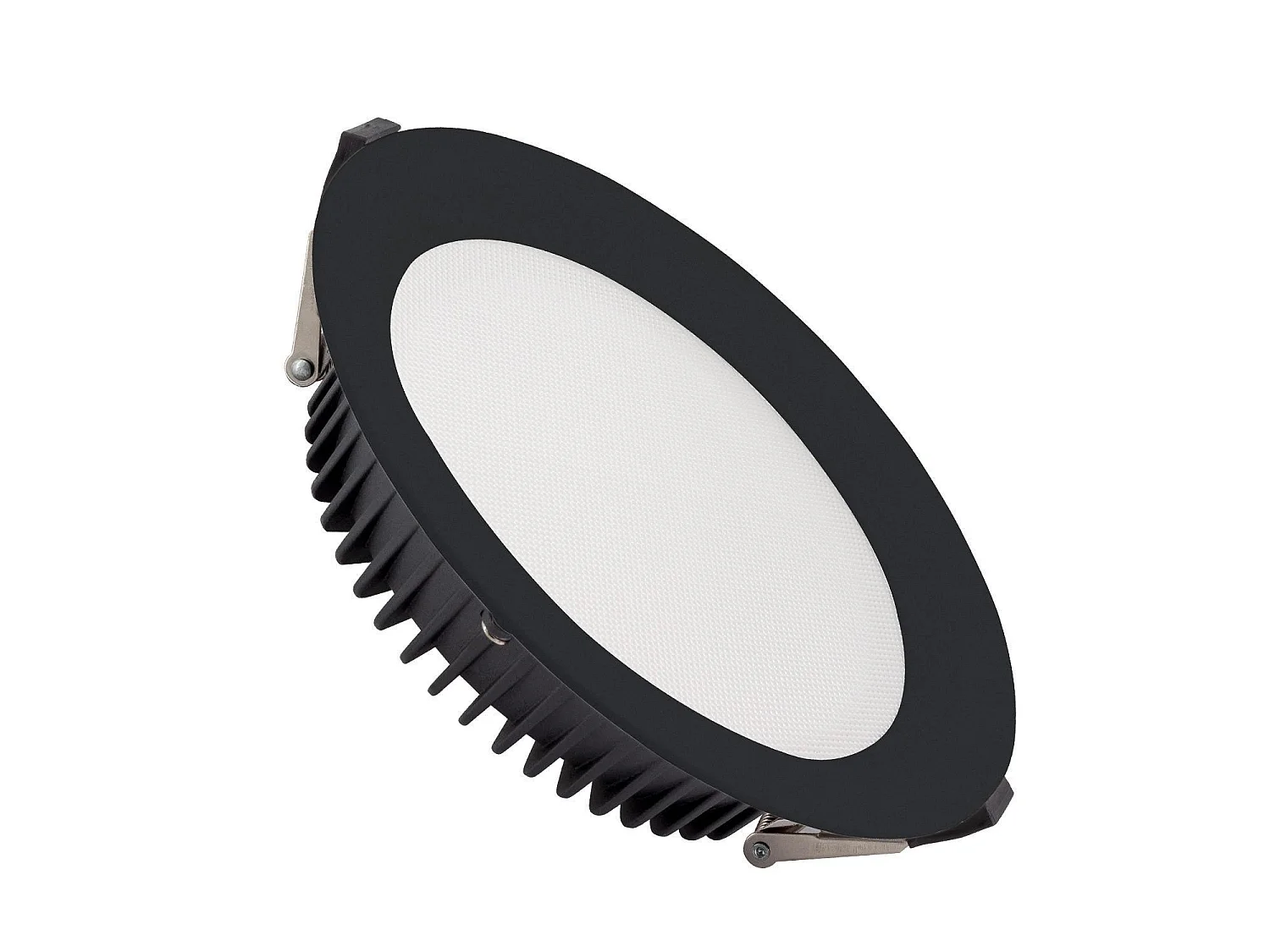 Downlight LED 50W Rond  Aero 130 lm/W Microprismatique  Coupe Ø 200 mm Noir 2700K - 3000K - 4000K Sélectionnable (chaud-neutre)