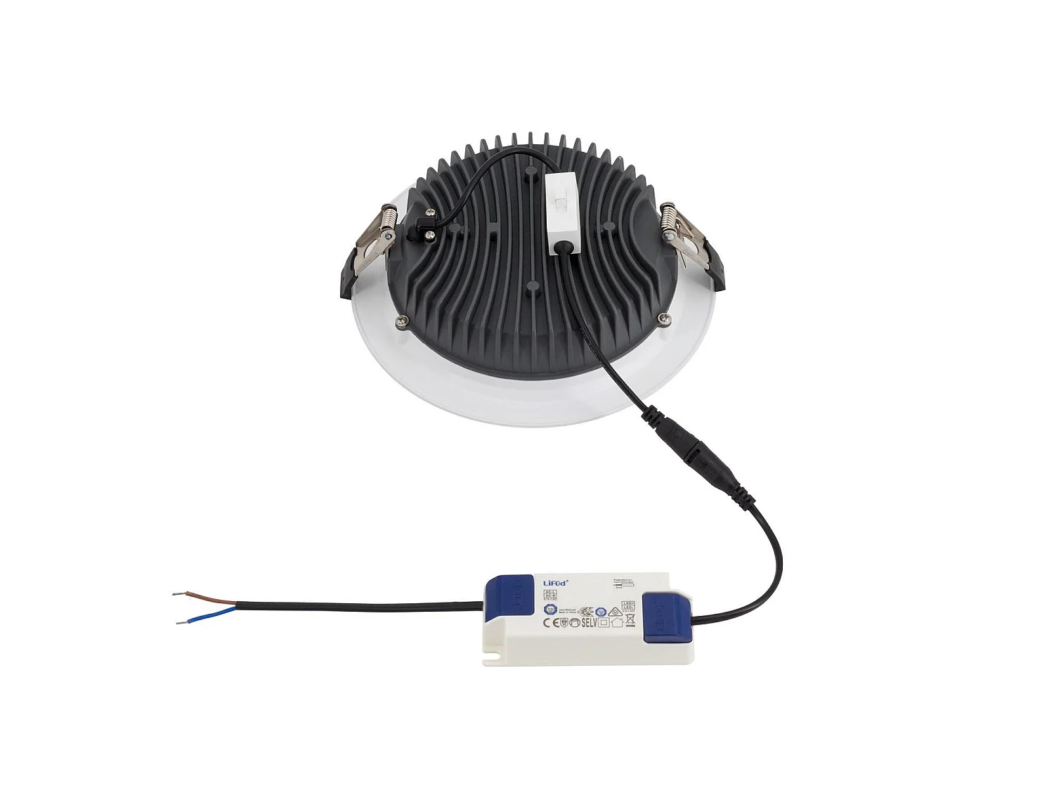 Downlight LED 30W Rond  Aero 130 lm/W Microprismatique  Coupe Ø 200 mm 4000K - 5000K - 6000K Sélectionnable (Neutre-Froid)