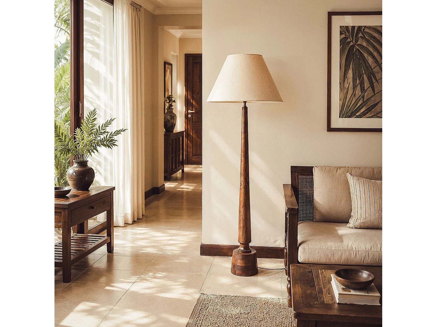 Lampada da Terra Legno Kehna ILUZZIA Beige