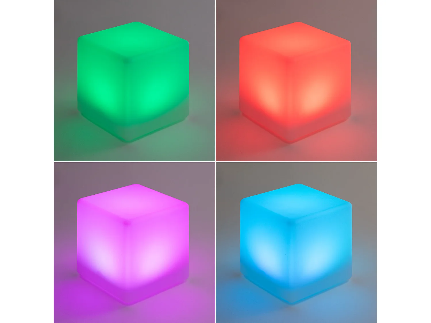 Cubo LED RGBW 30cm Recargable Solar + USB Blanco
