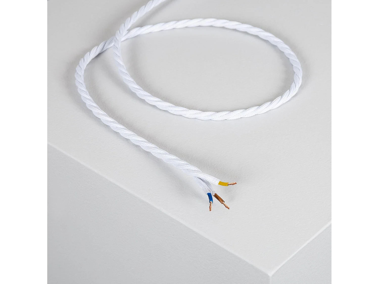Cavo Elettrico in Tessuto Intrecciato Bianco 5 m