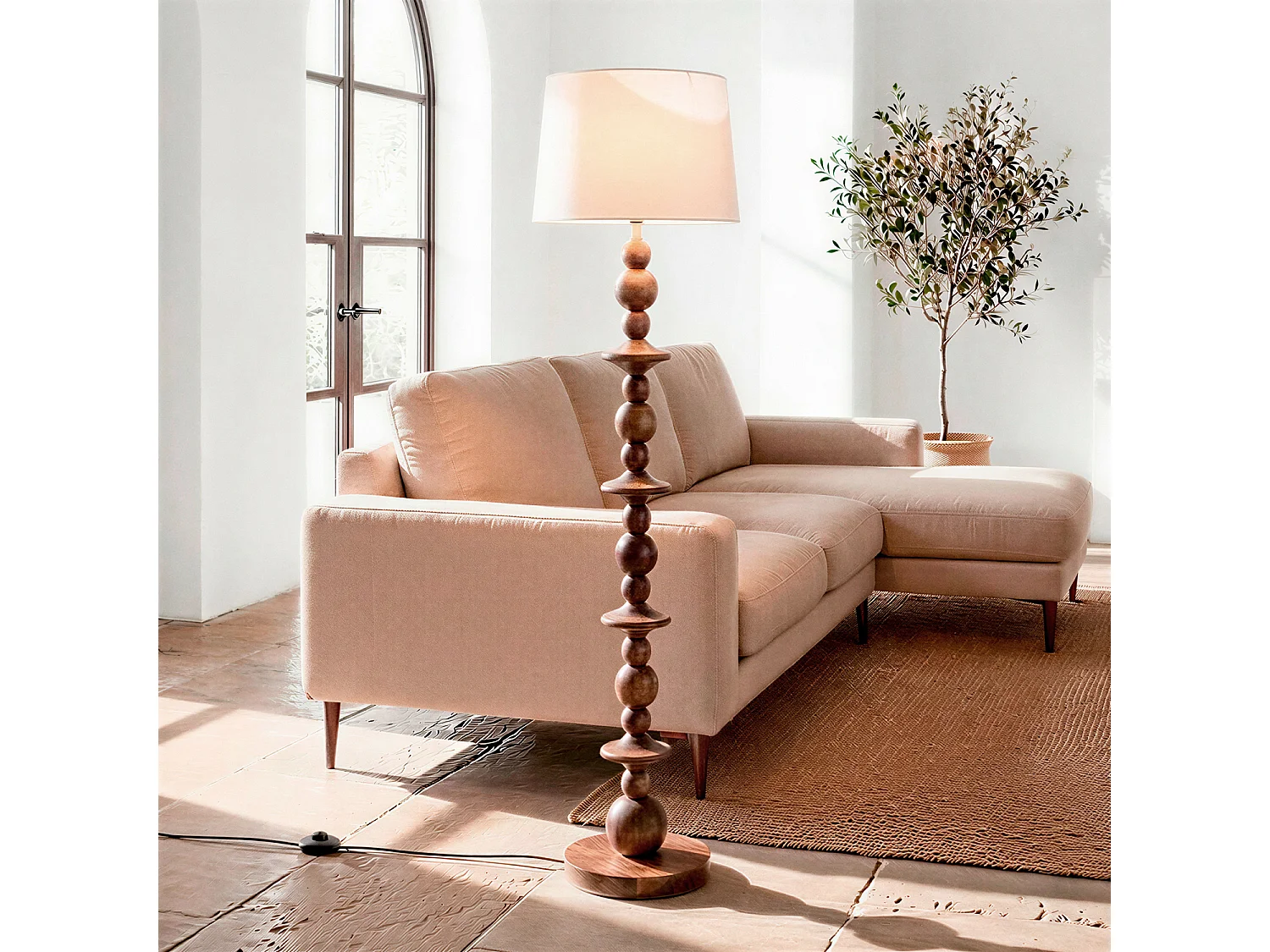 Lámpara de Pie Madera Tanish ILUZZIA Beige