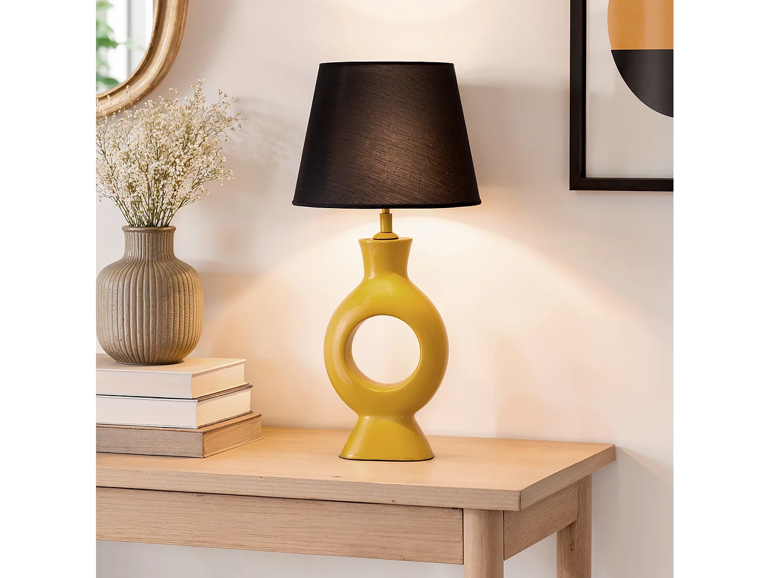 Lampe à Poser Résine Dimahis Moutarde