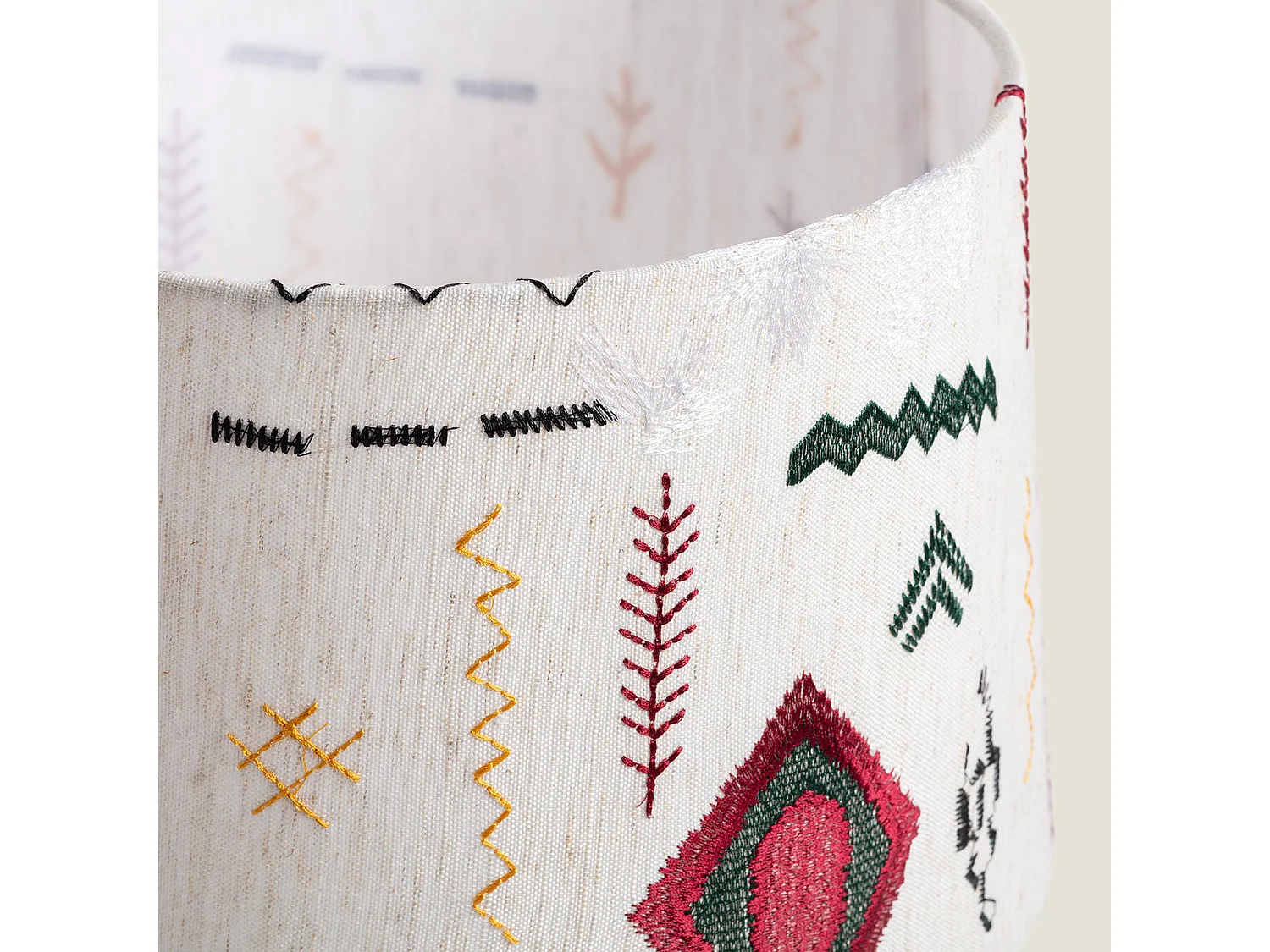 Lámpara de Mesa en Tela y Cerámica Agra Multicolor