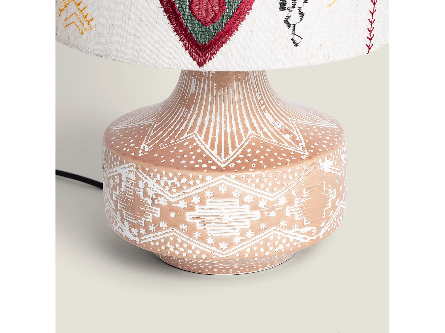 Lámpara de Mesa en Tela y Cerámica Agra Multicolor