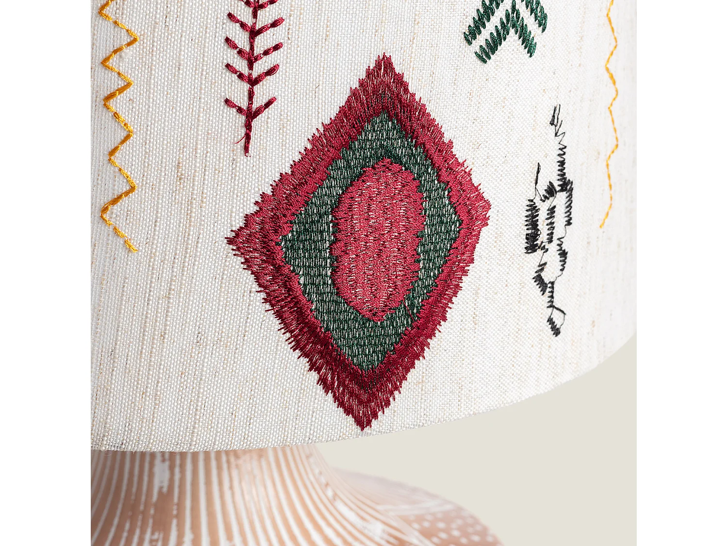 Lámpara de Mesa en Tela y Cerámica Agra Multicolor
