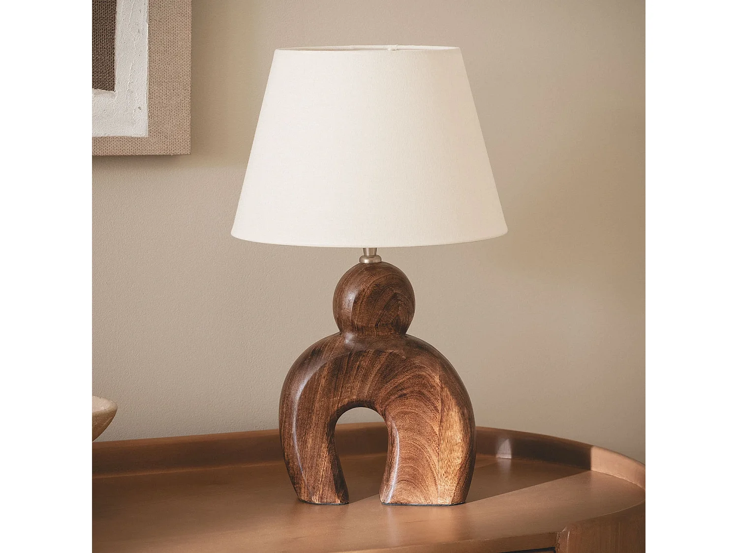 Lámpara de Mesa Madera Hunar II ILUZZIA Blanco Natural