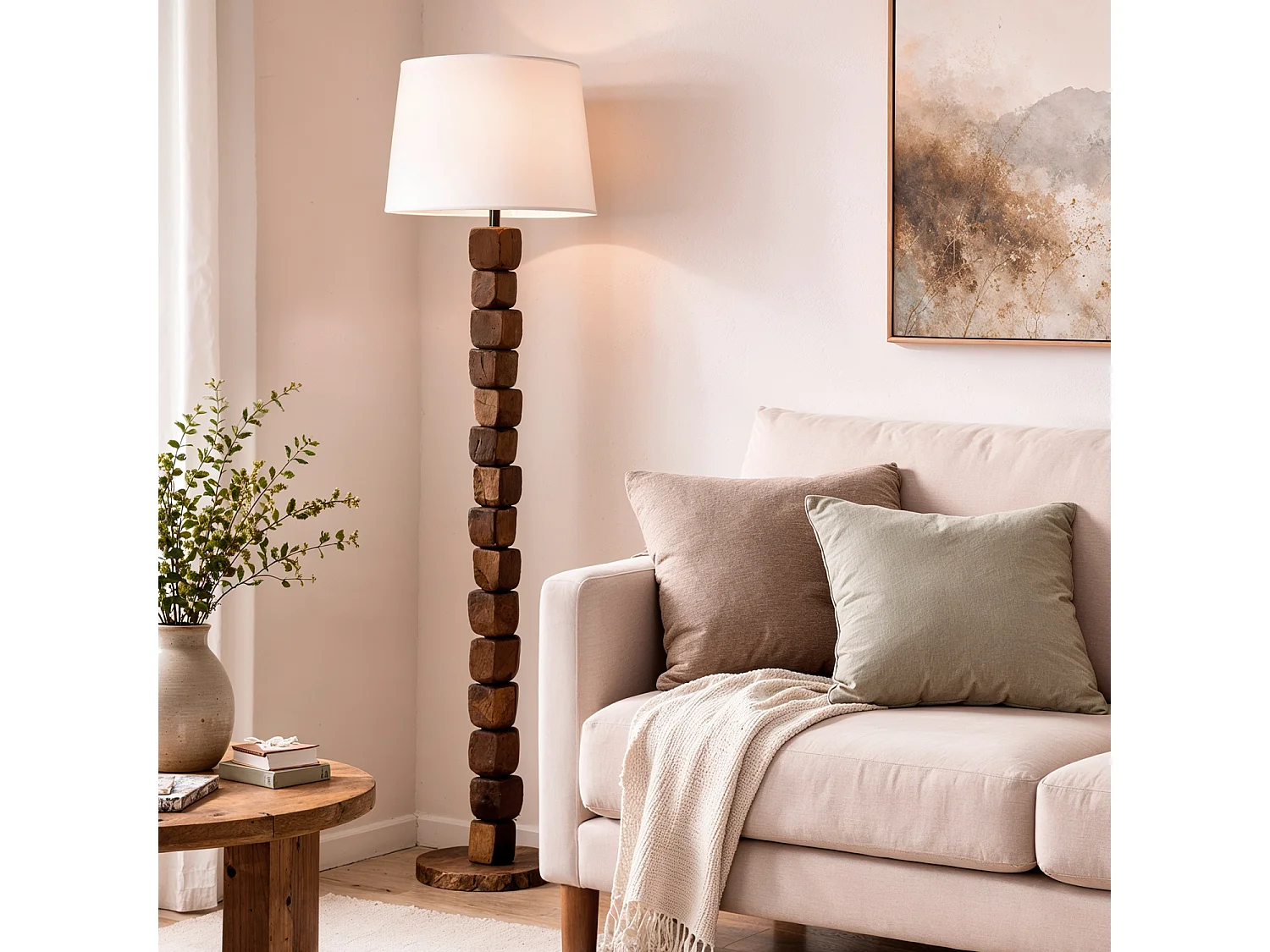 Lampada da Tavolo Legno Dagmar Bianco
