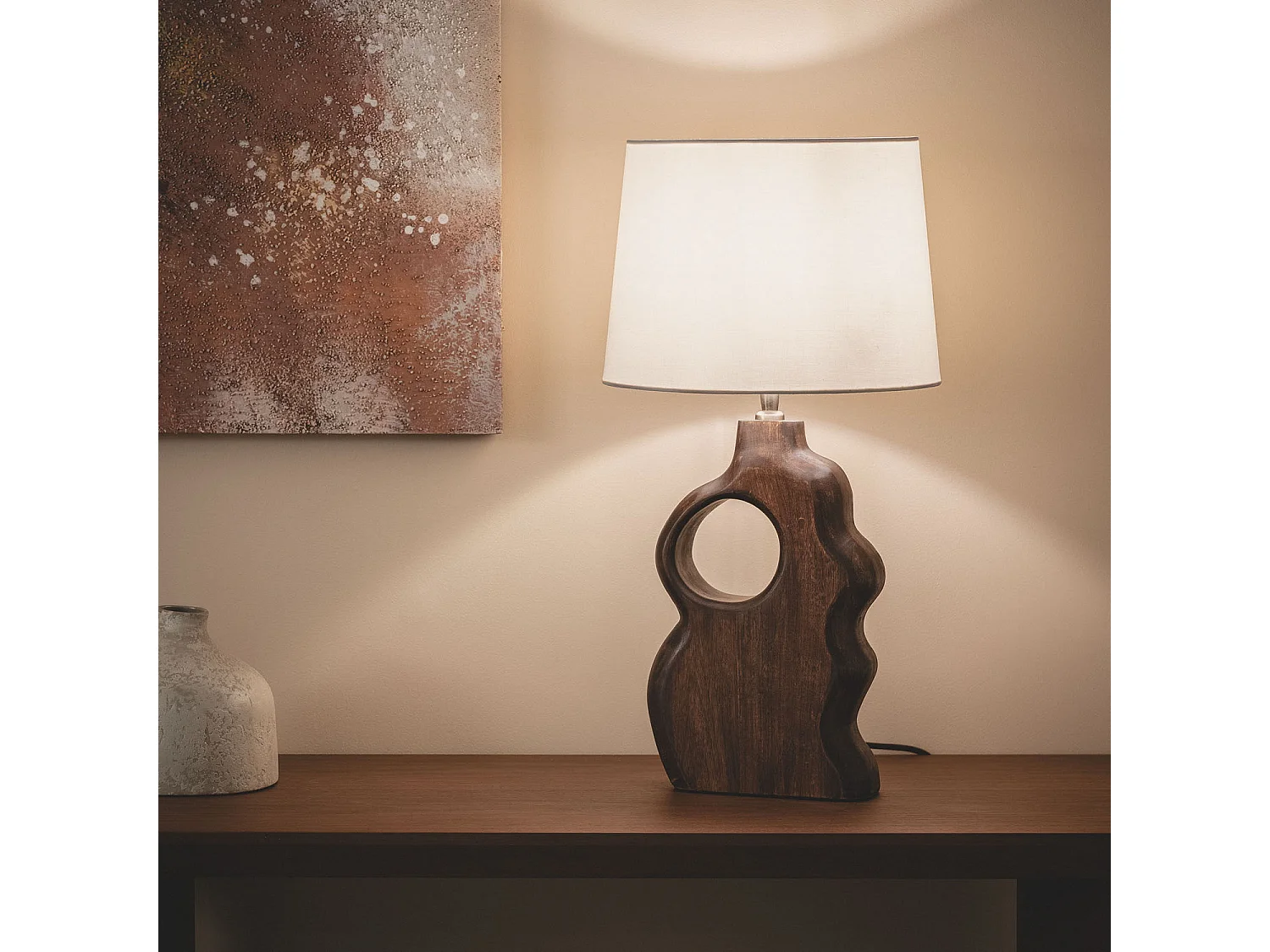 Lámpara de Mesa Madera Hunar V ILUZZIA Natural