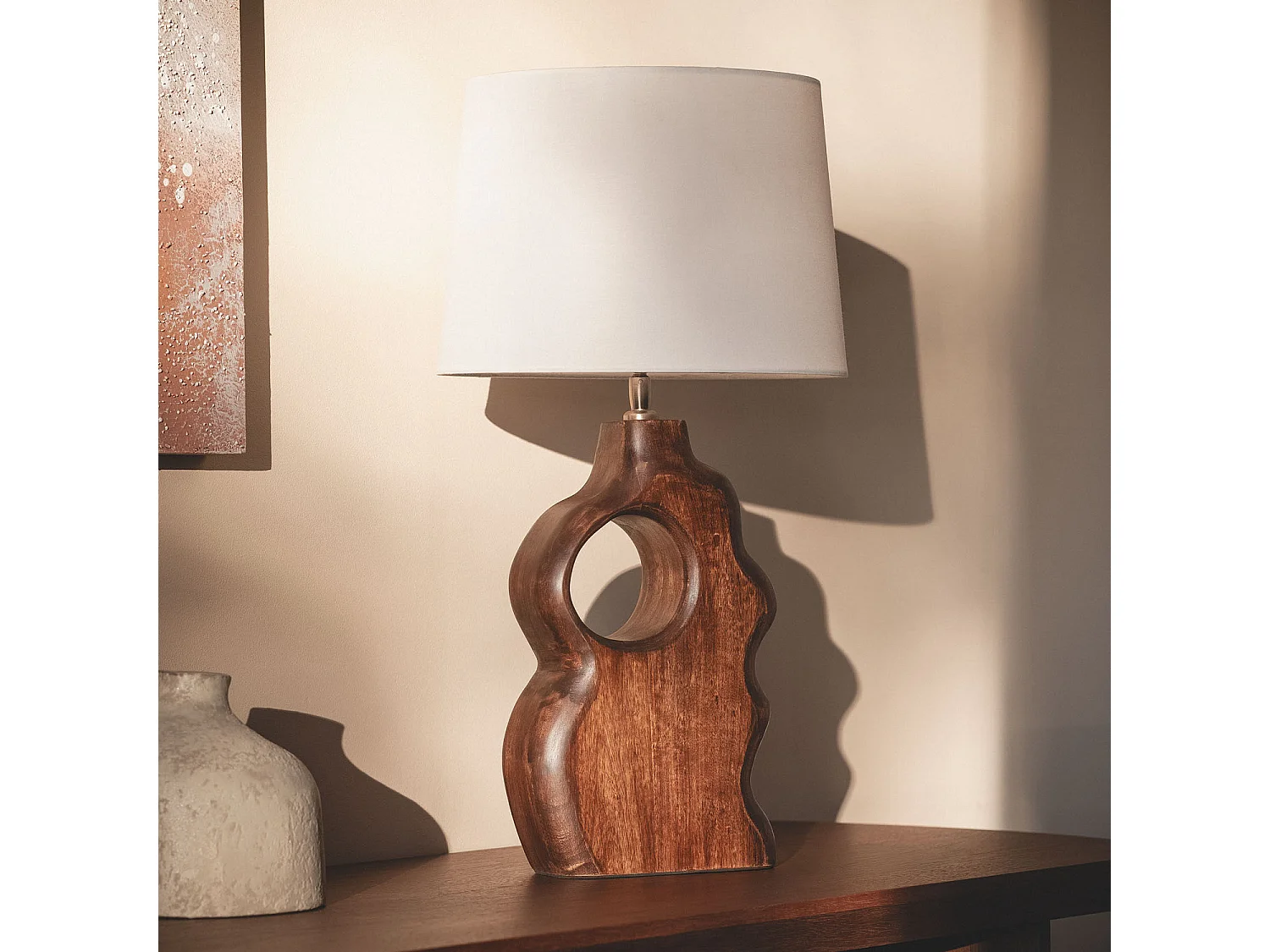 Lámpara de Mesa Madera Hunar V ILUZZIA Natural