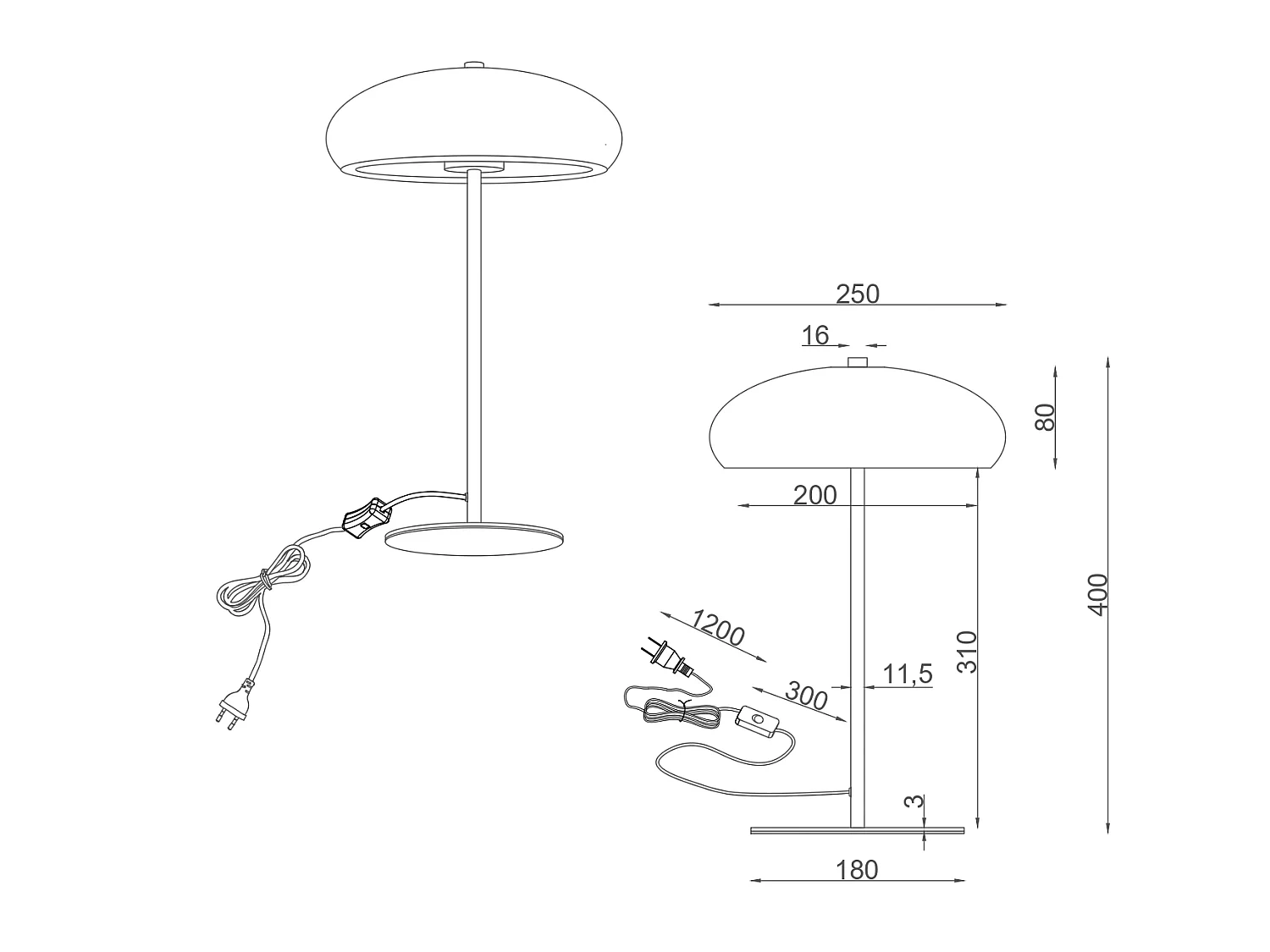 Lámpara de Mesa Metal Catalina Negro