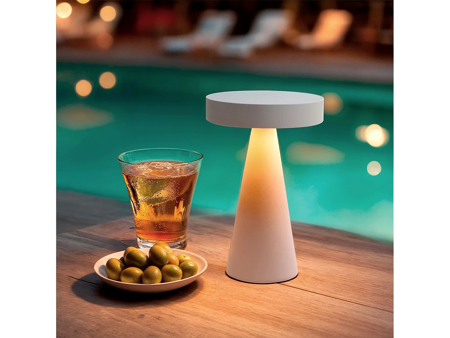 Lampe à Poser LED Métal sans Fil pour Extérieur Catinca Blanc