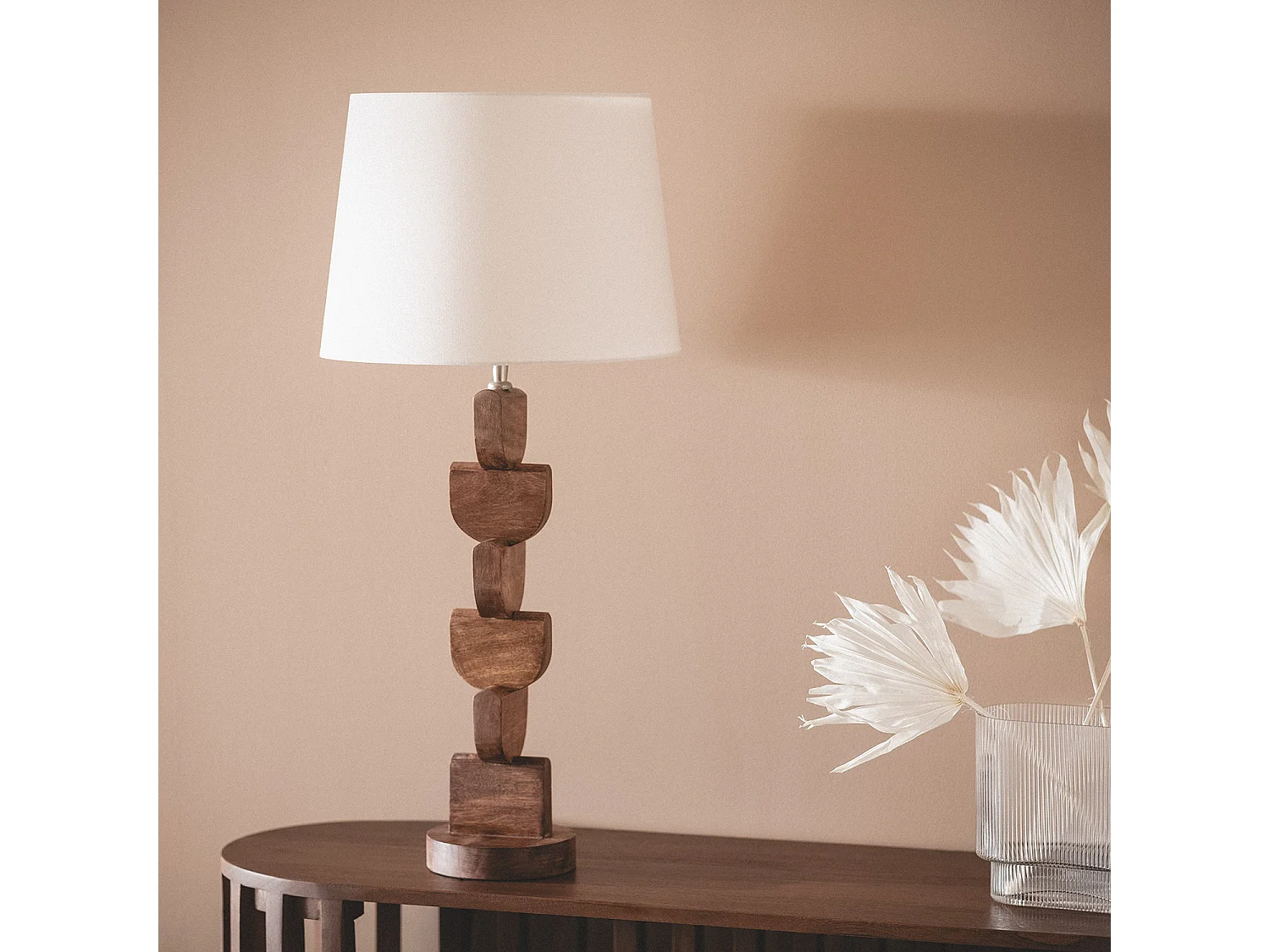 Lámpara de Mesa Madera Dagmar ILUZZIA Blanco