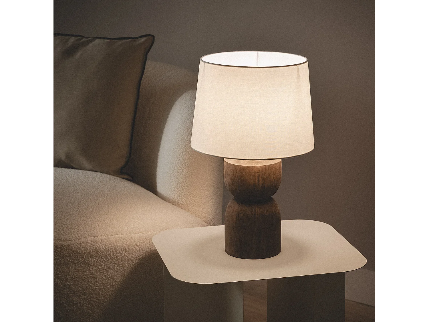 Lámpara de Mesa Madera Dallas Blanco