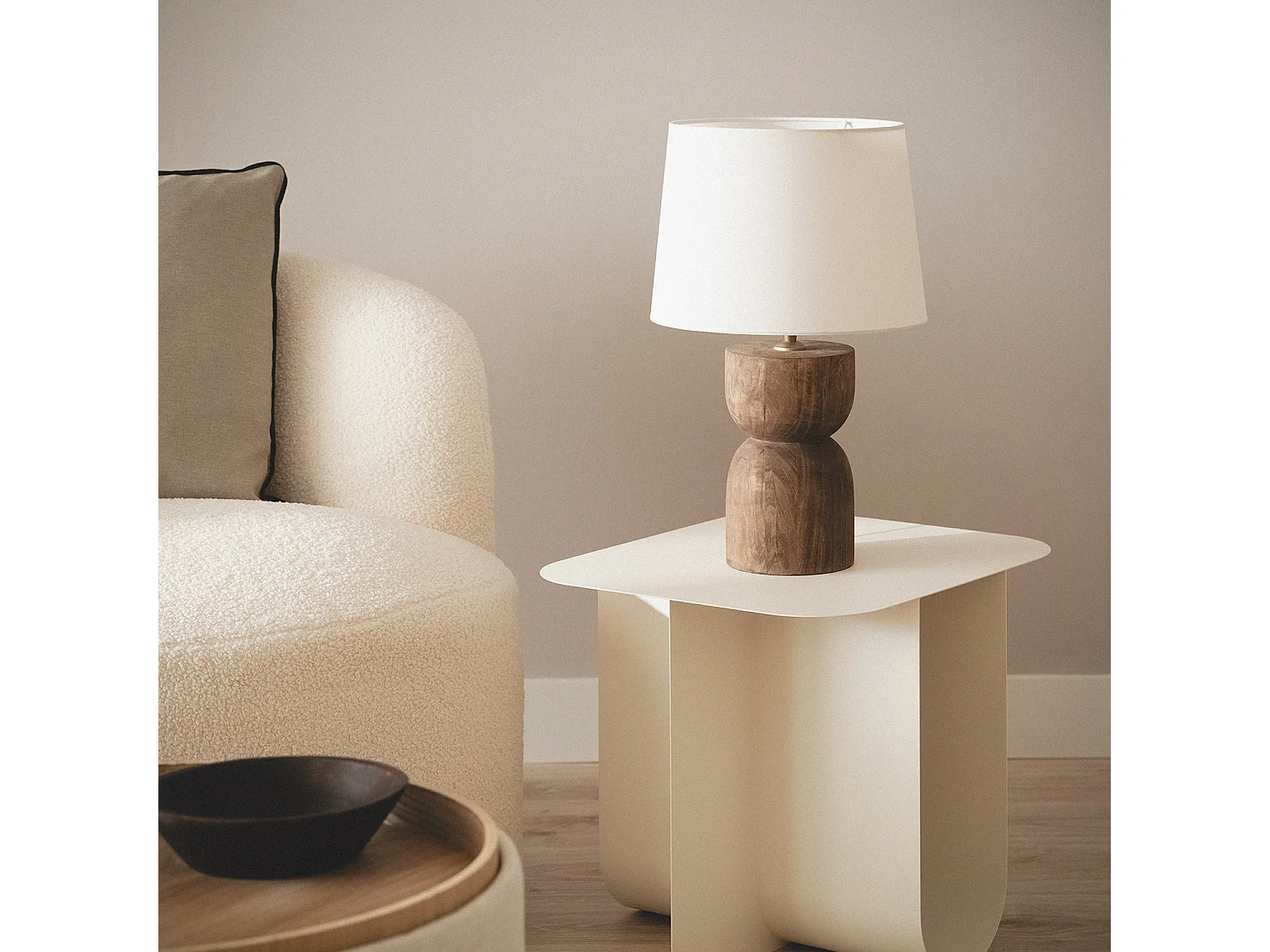 Lámpara de Mesa Madera Dallas Blanco