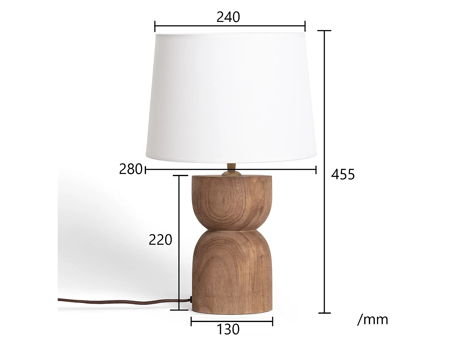 Lámpara de Mesa Madera Dallas Blanco