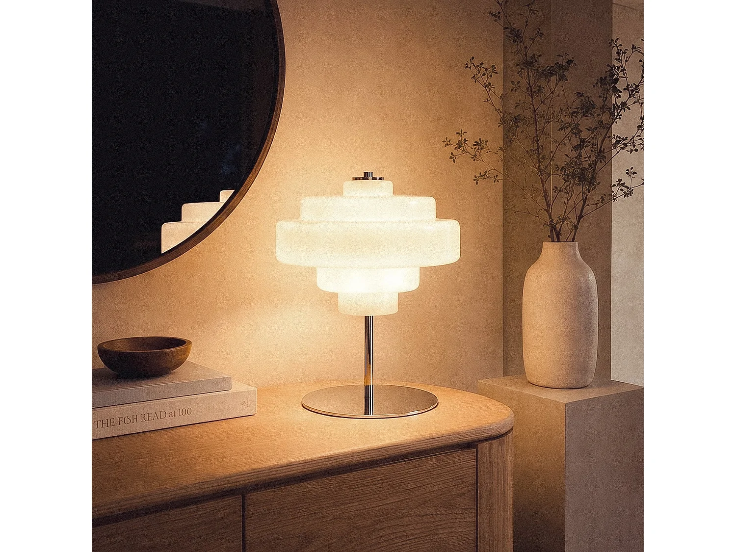 Lámpara de Mesa de Metal y Cristal Nova Marrón ↑40 cm