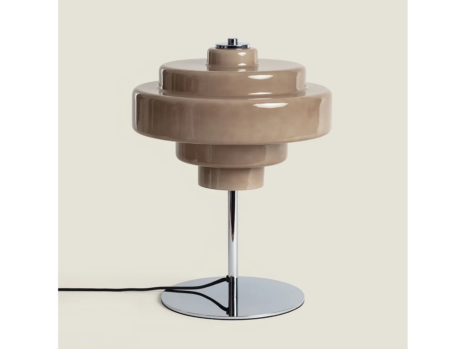 Lámpara de Mesa de Metal y Cristal Nova Marrón ↑40 cm