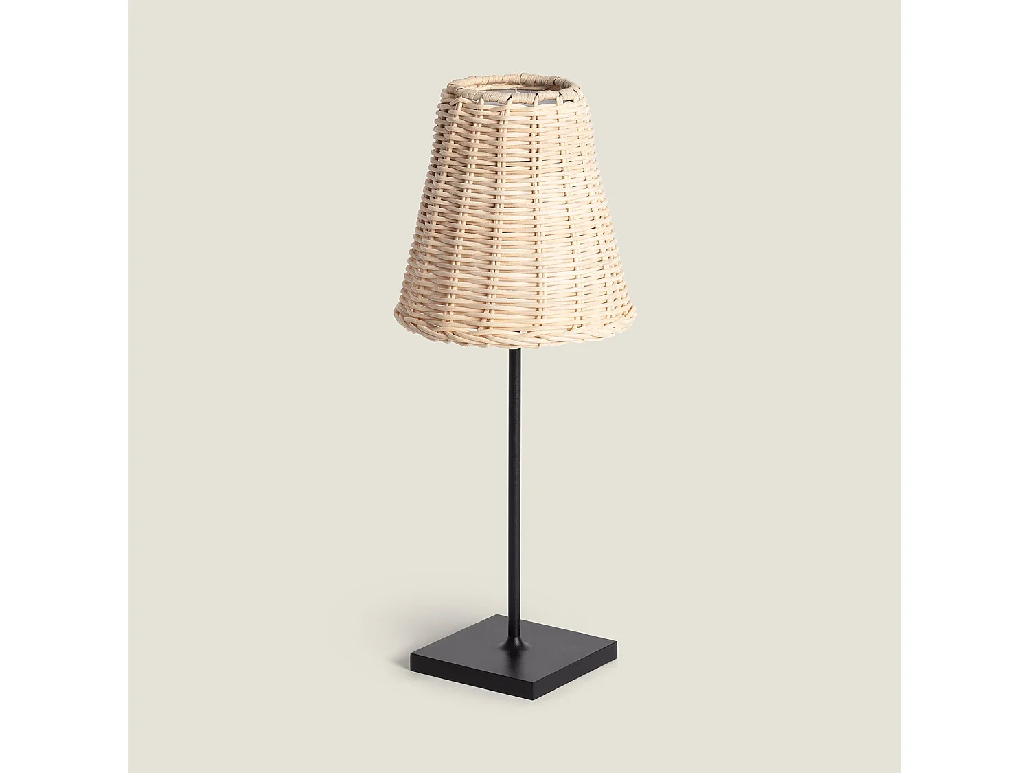 Lámpara de Mesa LED Portátil Exterior con Batería USB Recargable Aluminio y Ratán Medinilla Negro