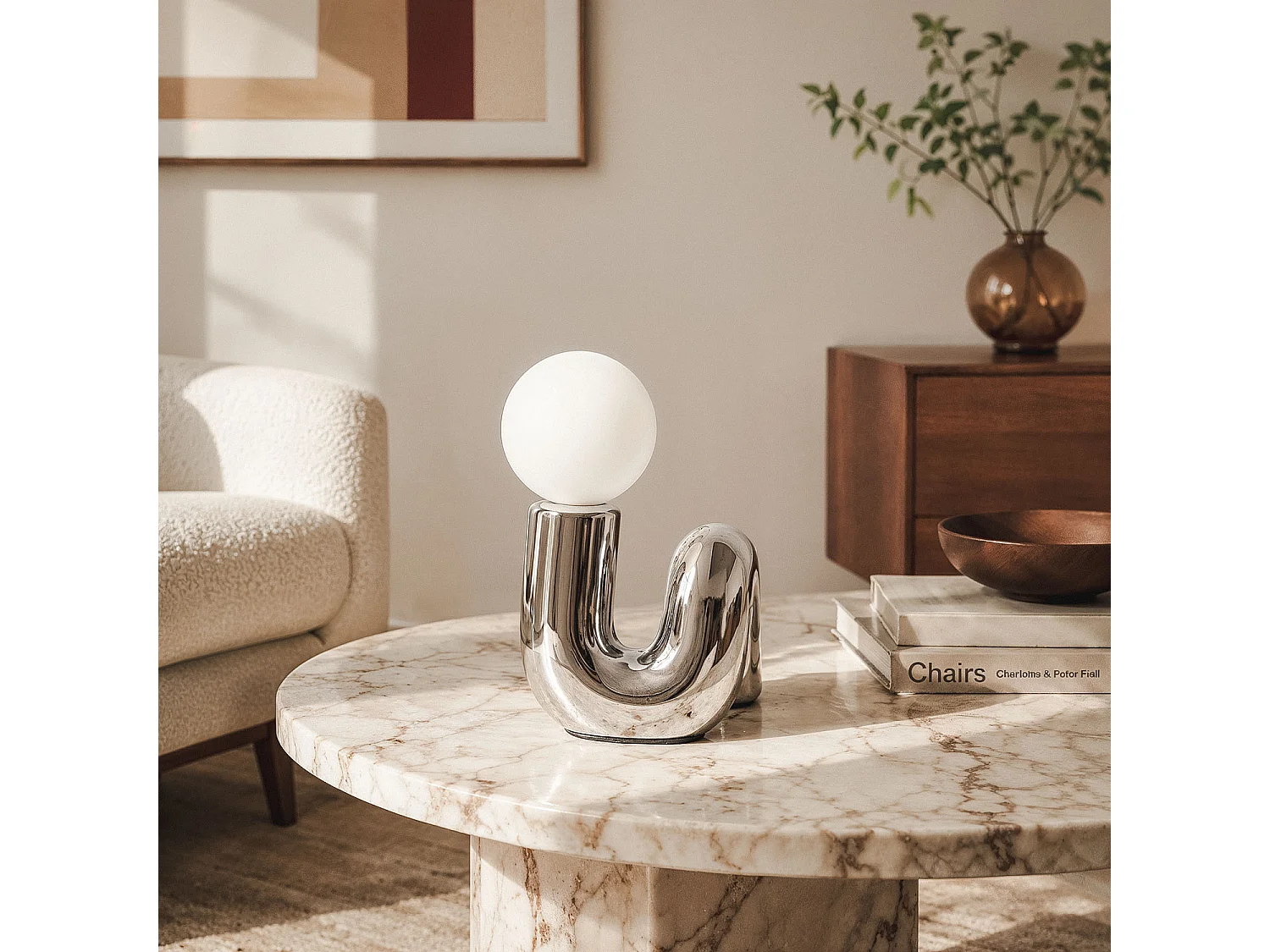 Lámpara de Mesa Cerámica Arlo S Plateado