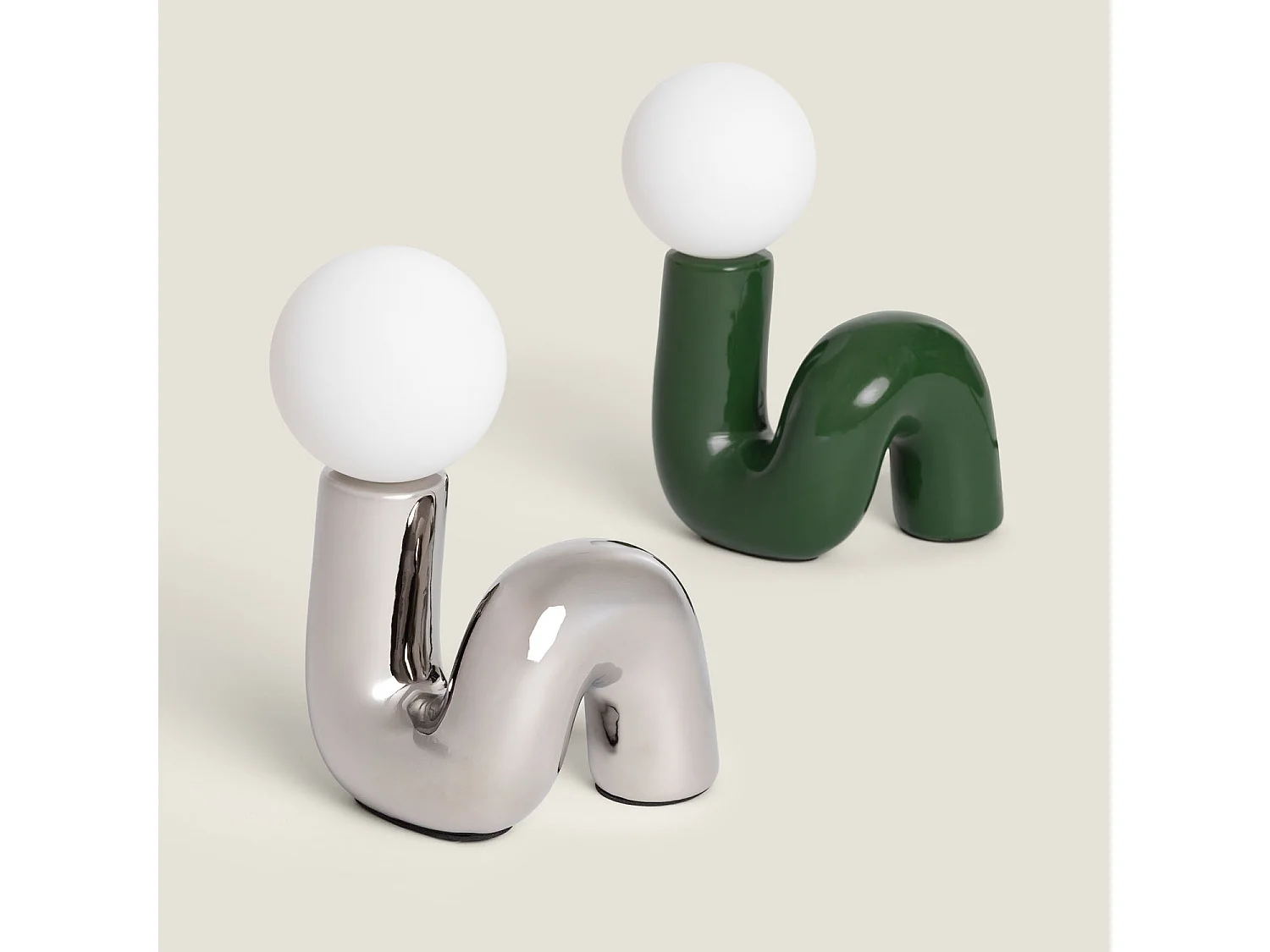Lámpara de Mesa Cerámica Arlo S Plateado
