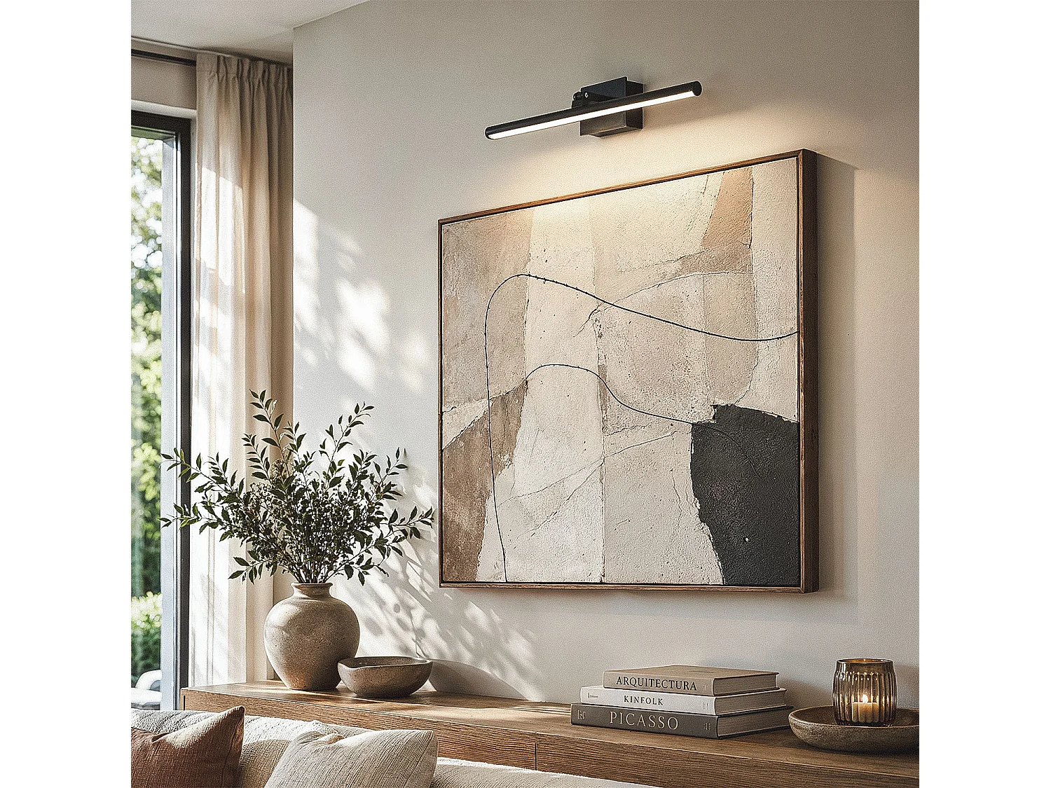 Aplique para Cuadros LED Slimlight 2700K 400 mm No Negro Mate Blanco Cálido