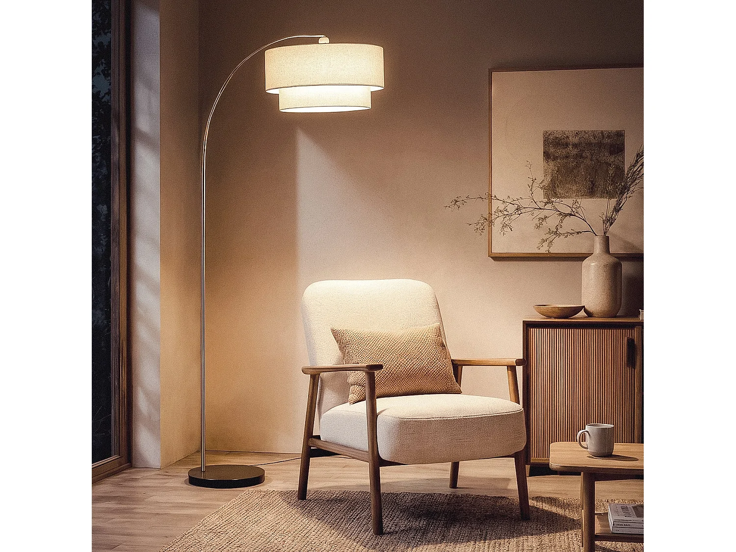 Lampadaire en Fer Liva Beige ↑ 191 cm