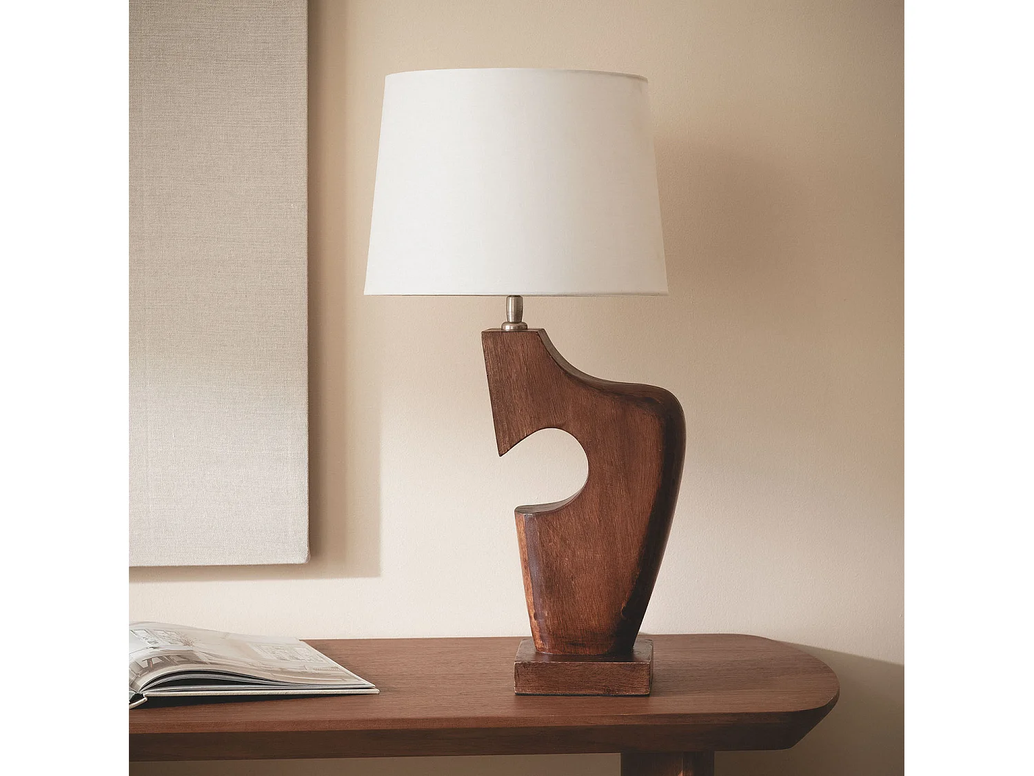 Lámpara de Mesa Madera Hunar IV ILUZZIA Blanco