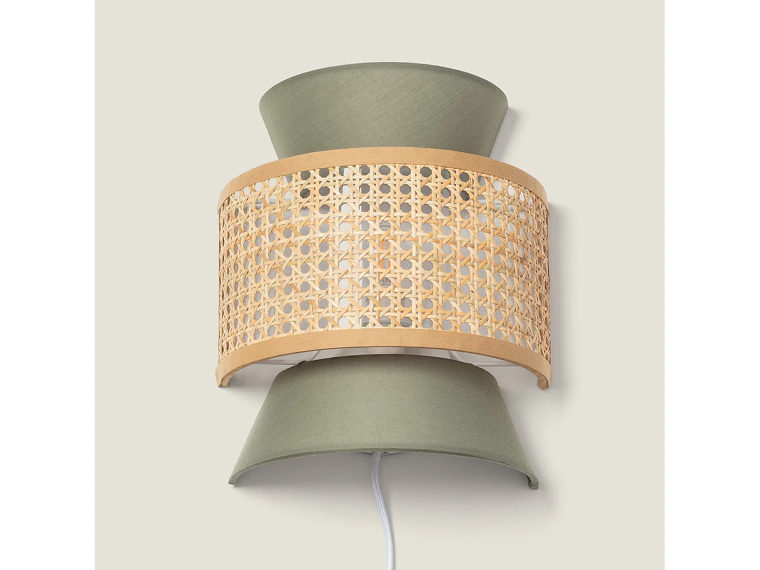 Applique da Parete Rattan e Tessuto Chulu Verde Cachi