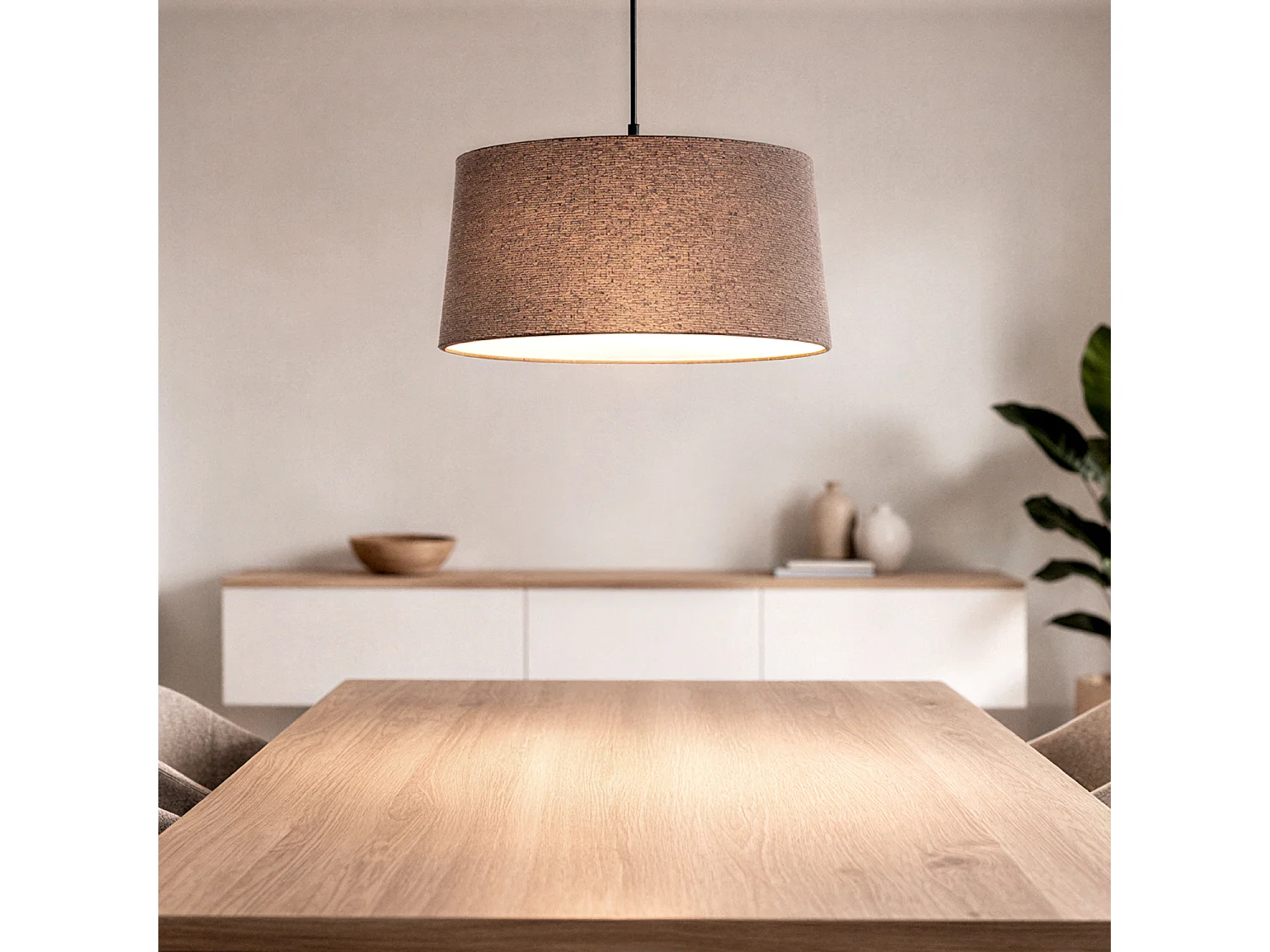 Lámpara Colgante Lino Genoveva Gris ø40 cm
