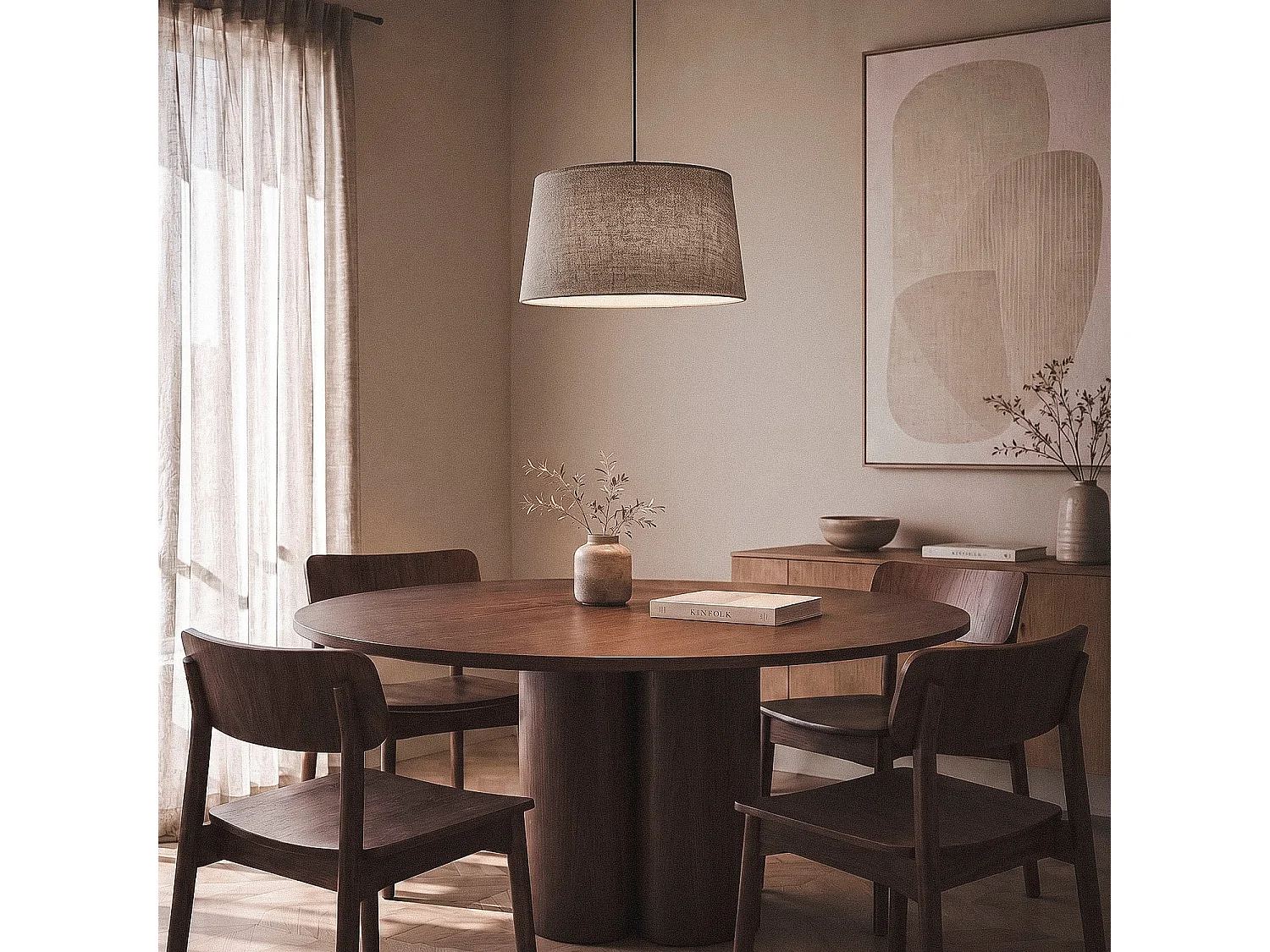 Lámpara Colgante Lino Genoveva Gris ø40 cm