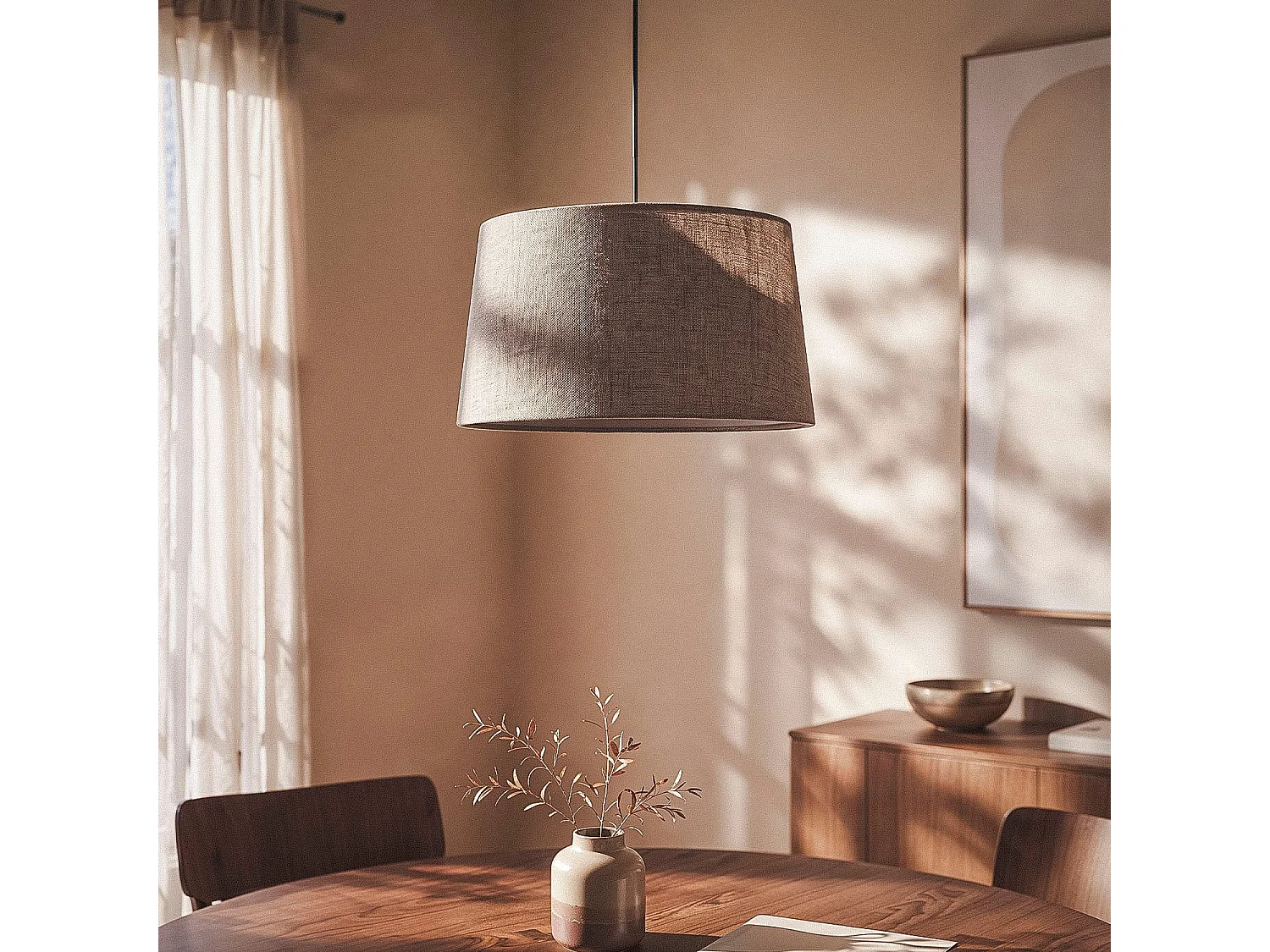 Lámpara Colgante Lino Genoveva Gris ø40 cm