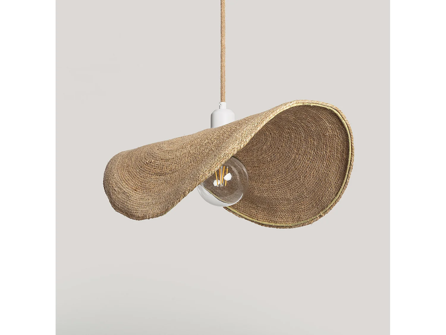Lampada a Sospensione Fibre naturali Devmani ILUZZIA L Tessuto Naturale