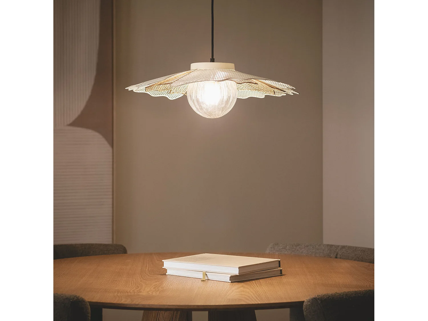 Lámpara Colgante Metal Cristal Pianella ILUZZIA Blanco